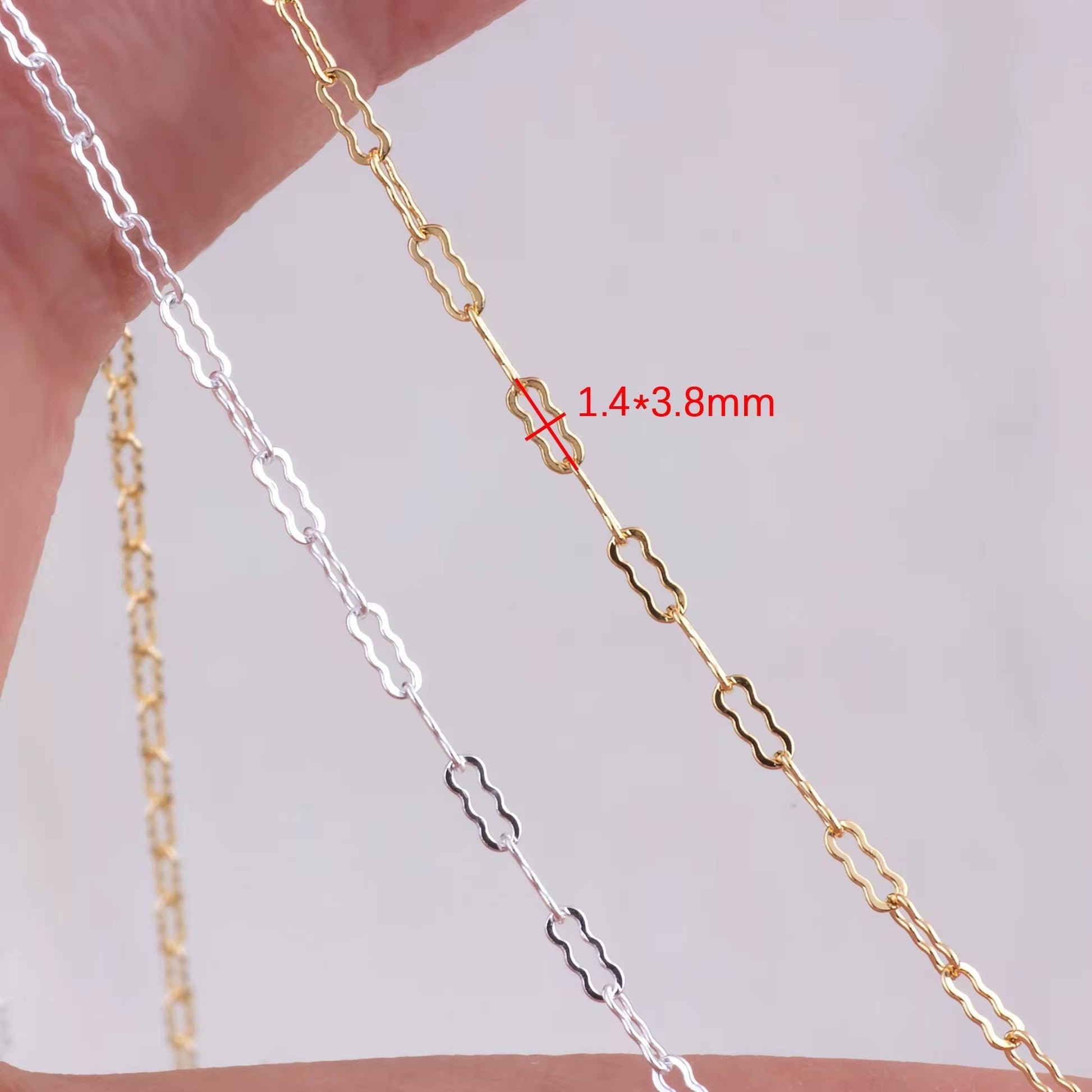 1.5mm Dainty Krinkle Clip Chain | 14K Gold Filled and Sterling Silver | Highest Quality Bulk Chain for Permanent Jewelry | USA Crafted
