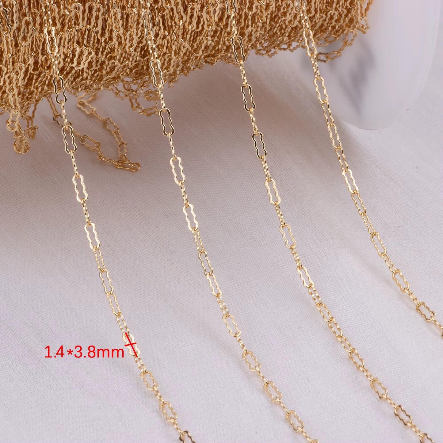 1.5mm Dainty Krinkle Clip Chain | 14K Gold Filled and Sterling Silver | Highest Quality Bulk Chain for Permanent Jewelry | USA Crafted