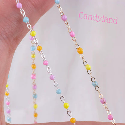 1.5mm Enamel Drip Chain 14K Gold Filled Sterling Silver Dainty Multicolor Permanent Jewelry