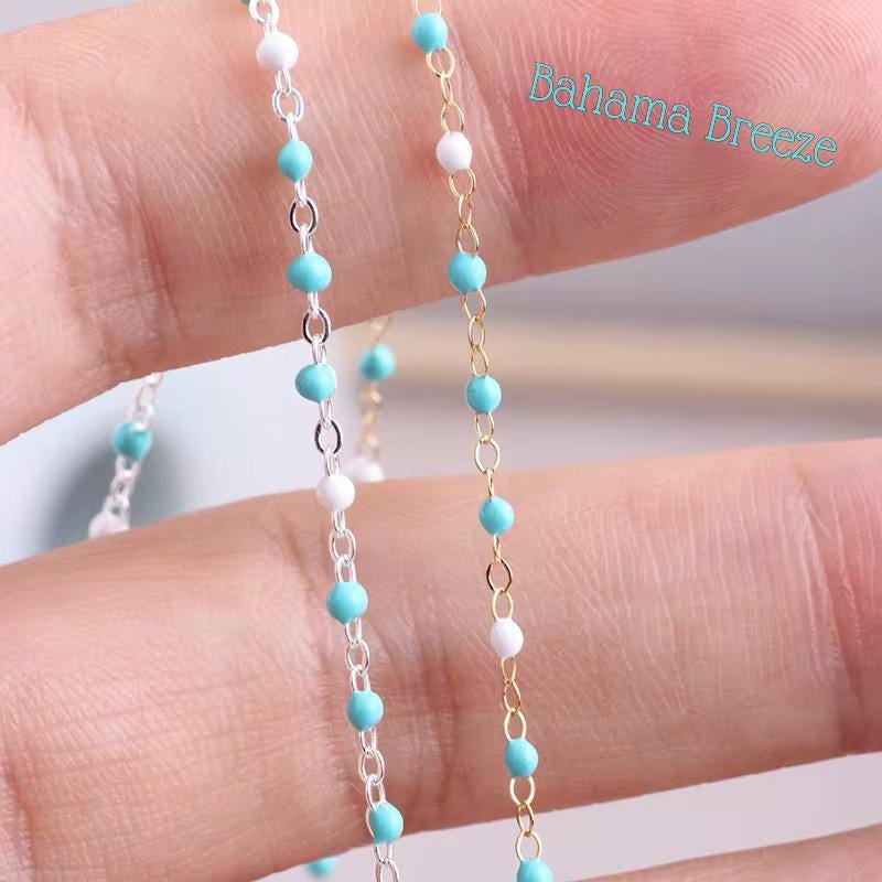 1.5mm Enamel Drip Chain 14K Gold Filled Sterling Silver Dainty Multicolor Permanent Jewelry