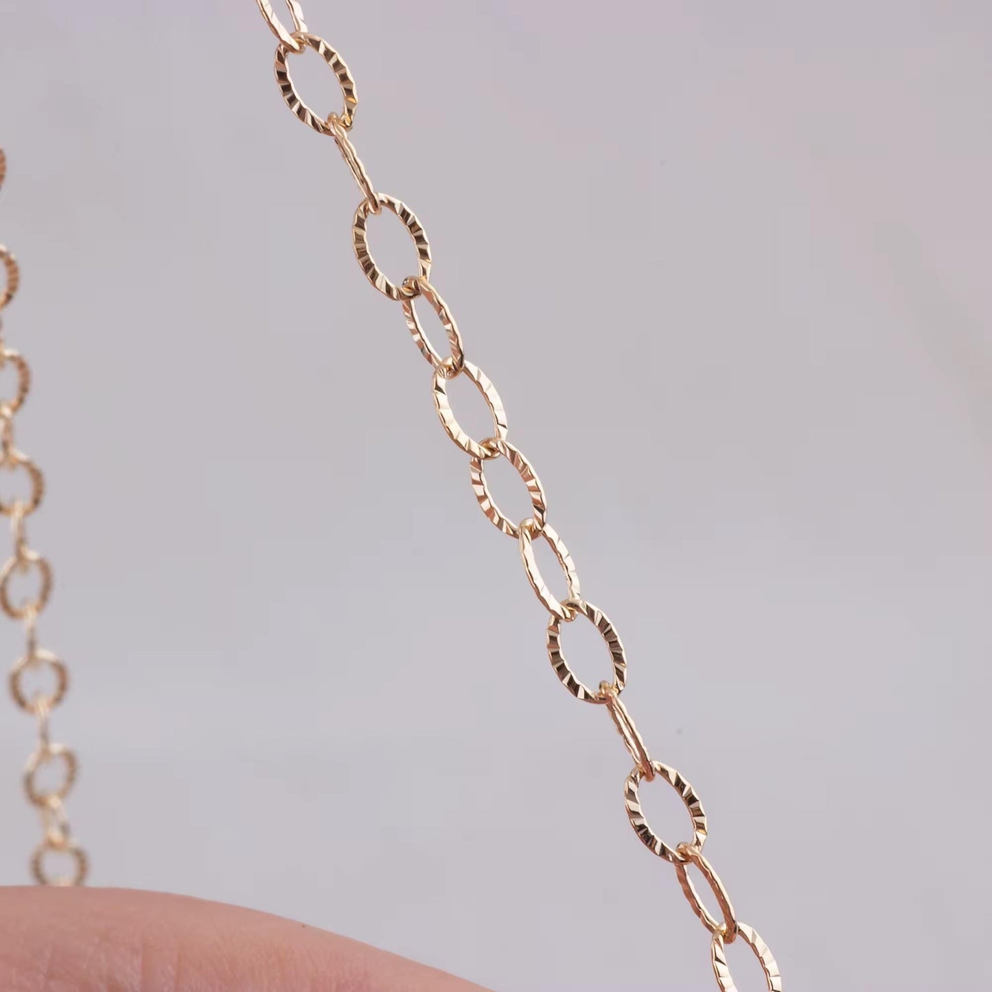 4mm Sunburst Dainty Link Chain | 14K Gold Filled and Sterling Silver | Highest Quality Bulk Chain for Permanent Jewelry | USA Crafted