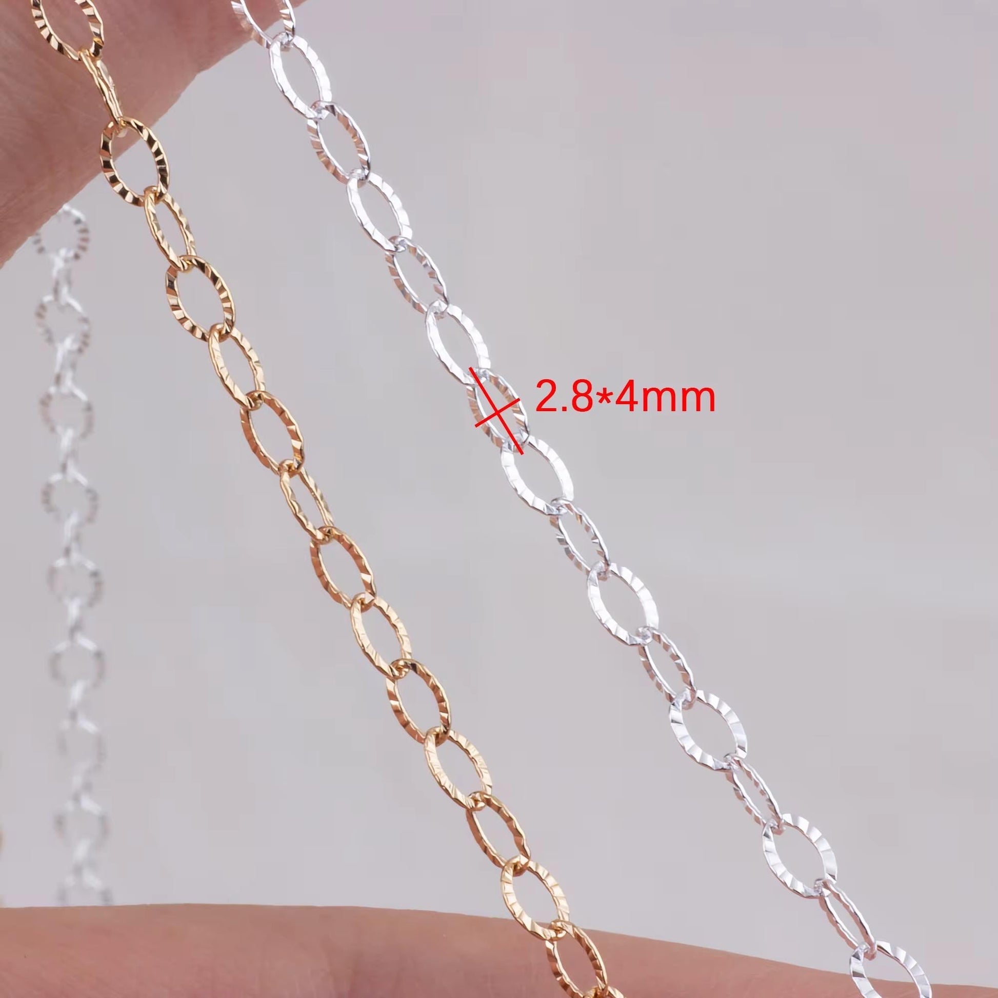 4mm Sunburst Dainty Link Chain | 14K Gold Filled and Sterling Silver | Highest Quality Bulk Chain for Permanent Jewelry | USA Crafted
