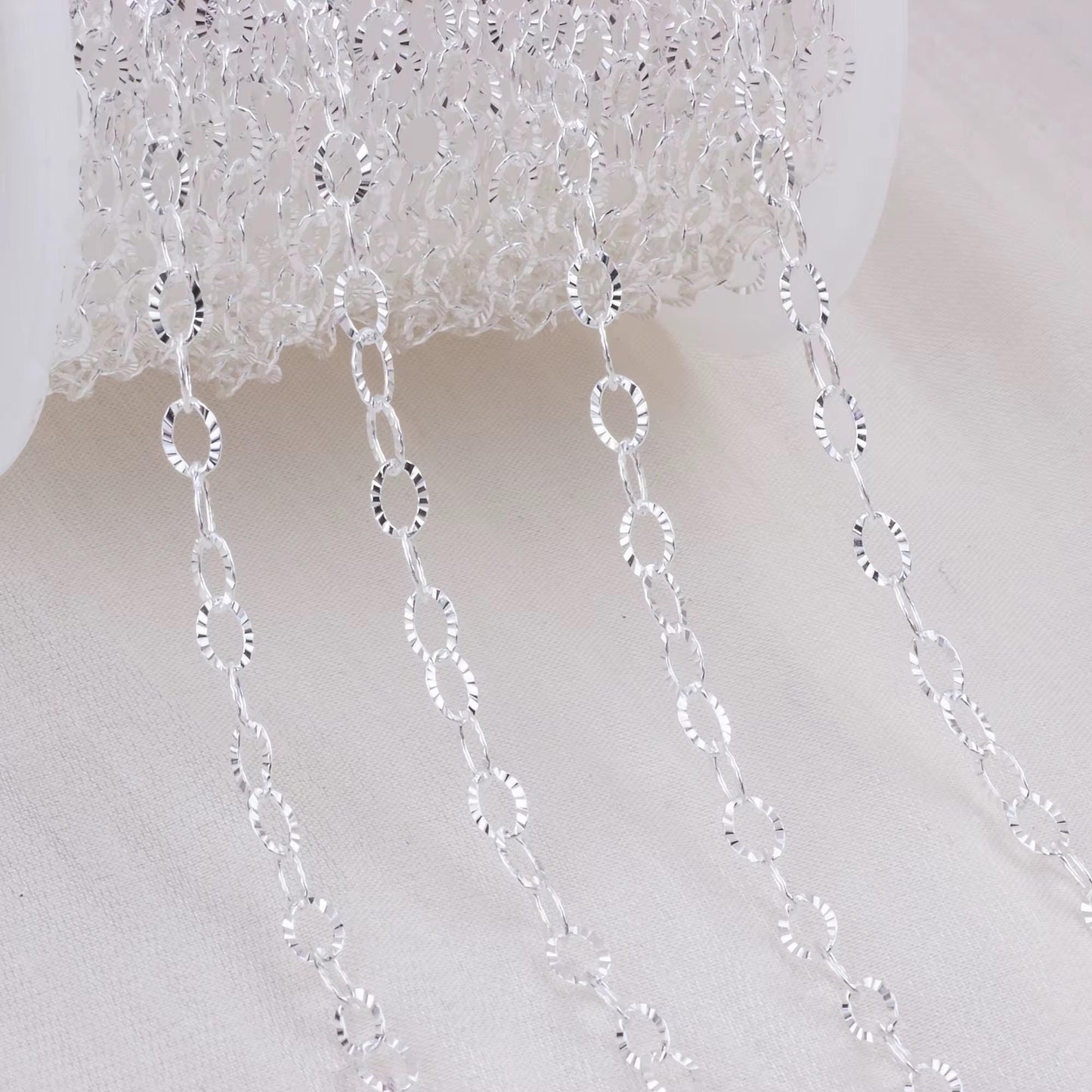 4mm Sunburst Dainty Link Chain | 14K Gold Filled and Sterling Silver | Highest Quality Bulk Chain for Permanent Jewelry | USA Crafted