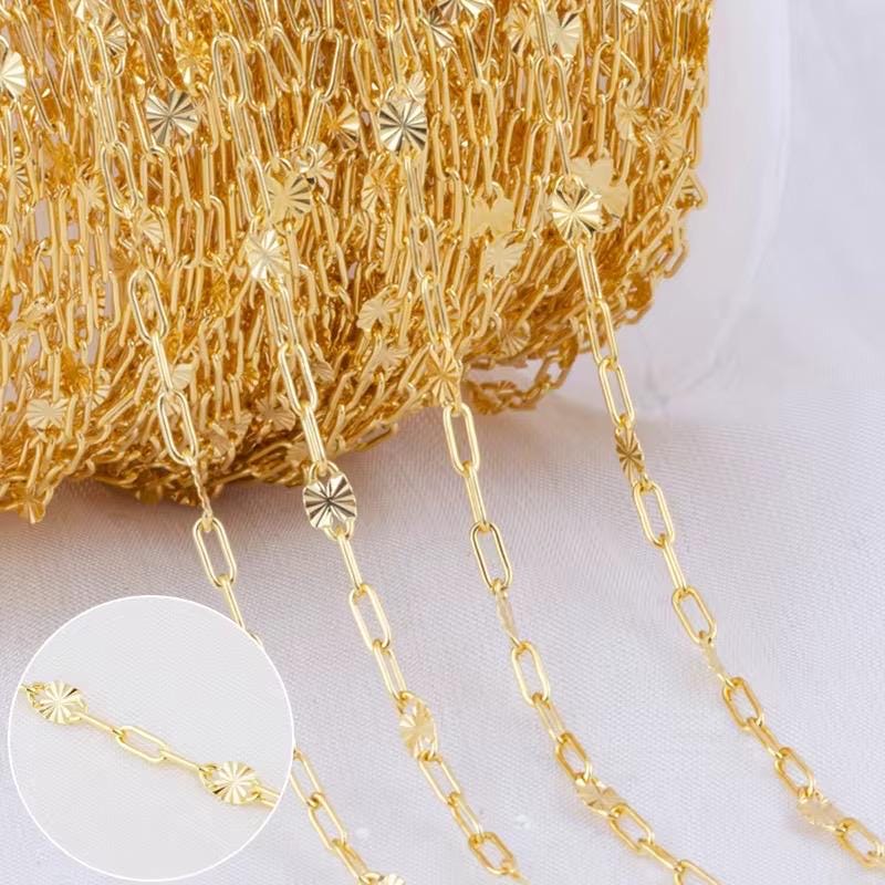 4mm Sunburst Dainty Paperclip Chain | 14K Gold Filled & Sterling Silver | Highest Quality Chain for Permanent Jewelry | USA Crafted