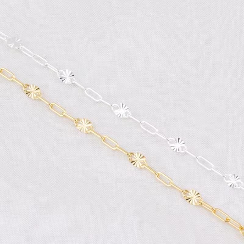 4mm Sunburst Dainty Paperclip Chain | 14K Gold Filled & Sterling Silver | Highest Quality Chain for Permanent Jewelry | USA Crafted