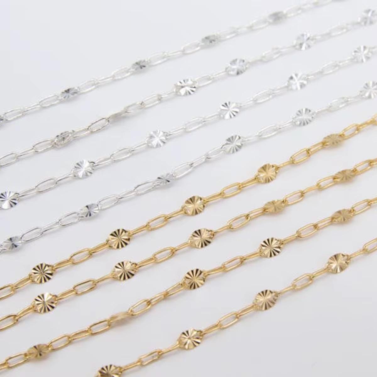 4mm Sunburst Dainty Paperclip Chain | 14K Gold Filled & Sterling Silver | Highest Quality Chain for Permanent Jewelry | USA Crafted