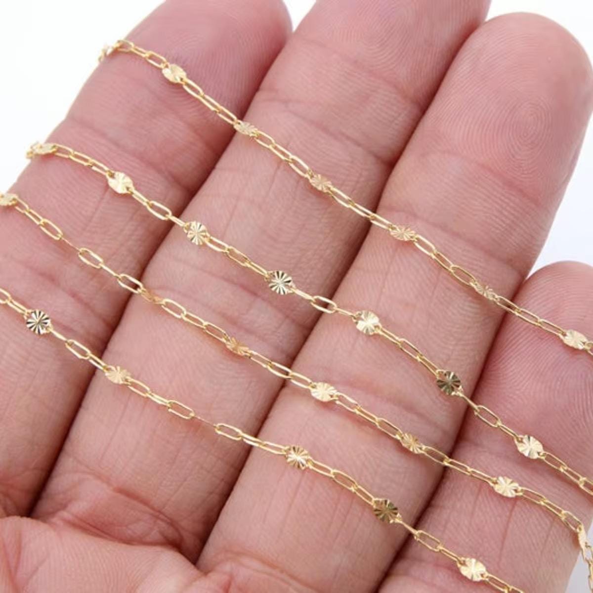 4mm Sunburst Dainty Paperclip Chain | 14K Gold Filled & Sterling Silver | Highest Quality Chain for Permanent Jewelry | USA Crafted