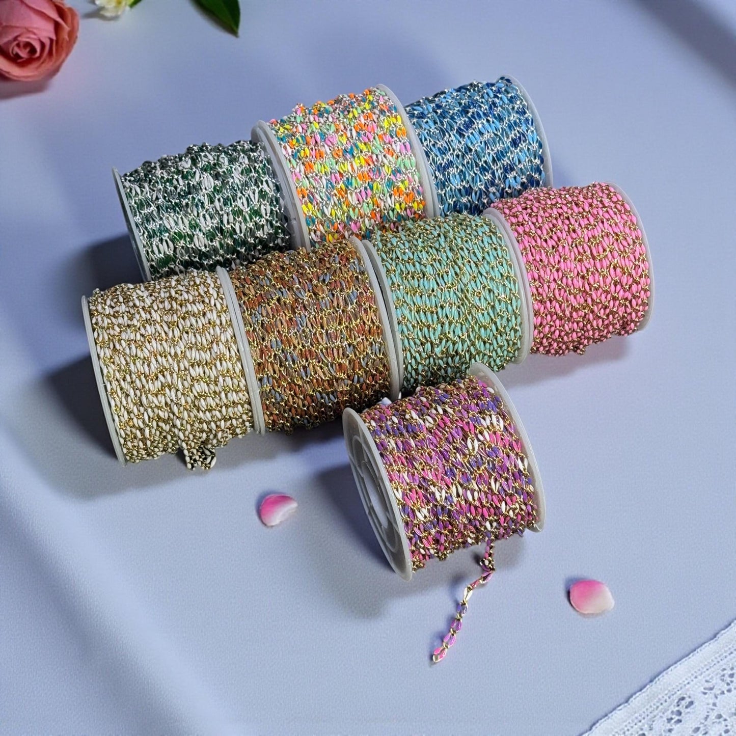 Enamel Permanent Jewelry Chain | 18K Gold Filled Colorful PJ Chain | Largest Color Selection