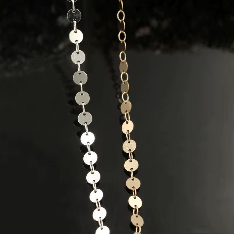 4mm Gold Sequin Disc Chain – USA Crafted Bulk Jewelry Supplies