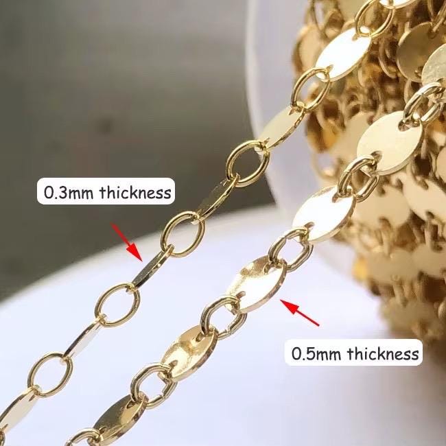 4mm Gold Sequin Disc Chain – USA Crafted Bulk Jewelry Supplies