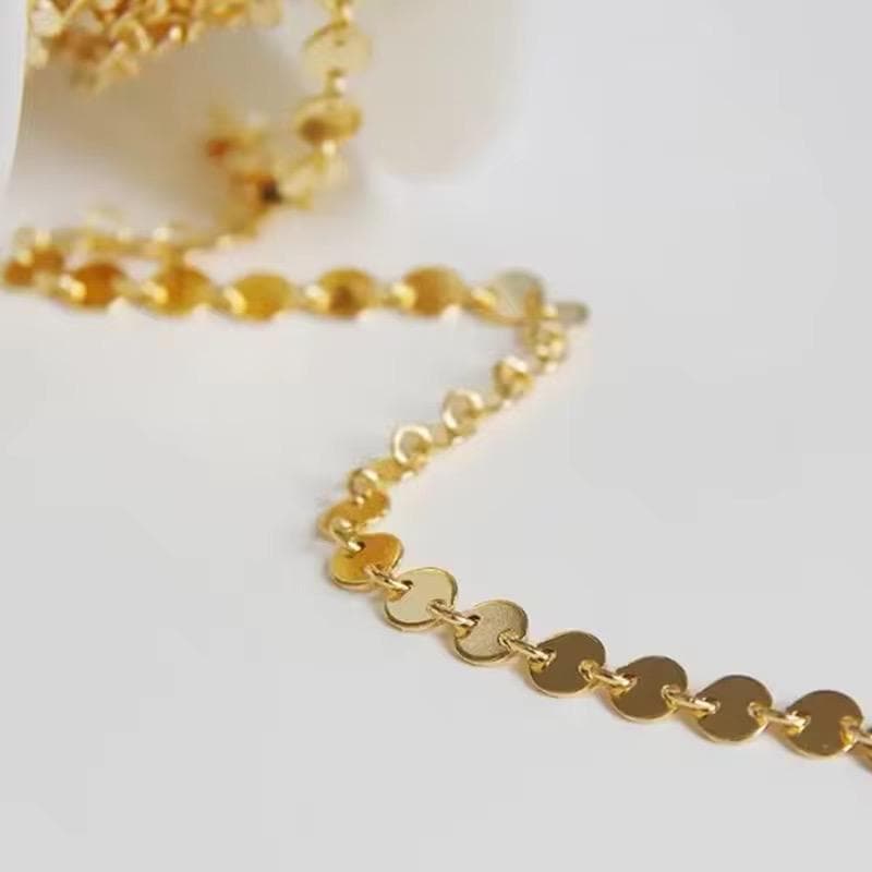 4mm Gold Sequin Disc Chain – USA Crafted Bulk Jewelry Supplies