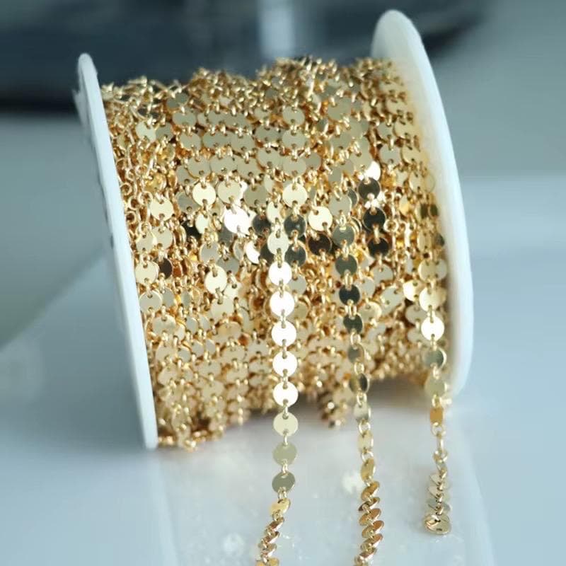 4mm Gold Sequin Disc Chain – USA Crafted Bulk Jewelry Supplies
