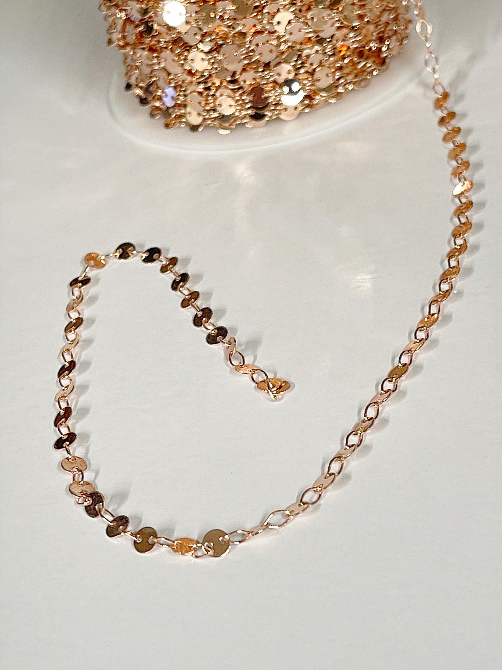 4mm Gold Sequin Disc Chain – USA Crafted Bulk Jewelry Supplies