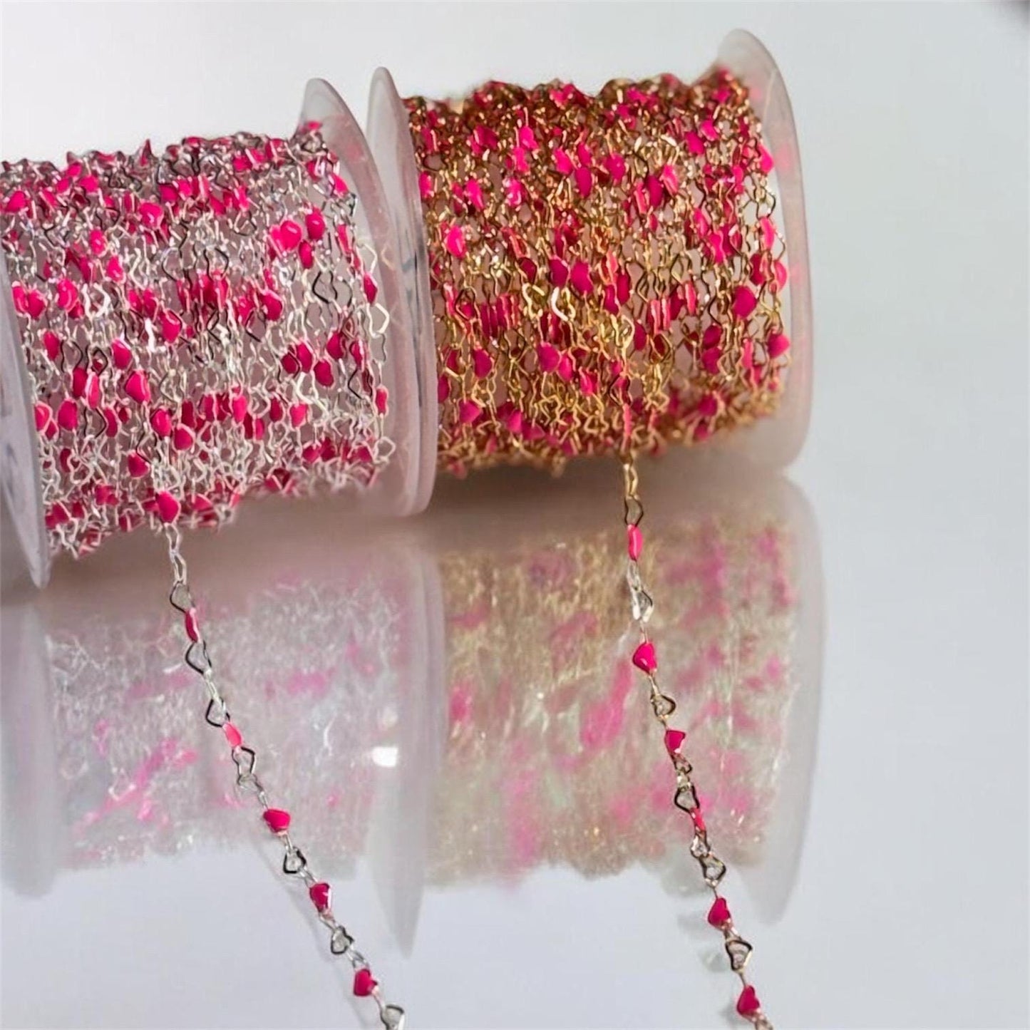 Enamel Heart Chain for Permanent Jewelry | 3mm Gold Filled | Sterling Silver | Dainty Colorful