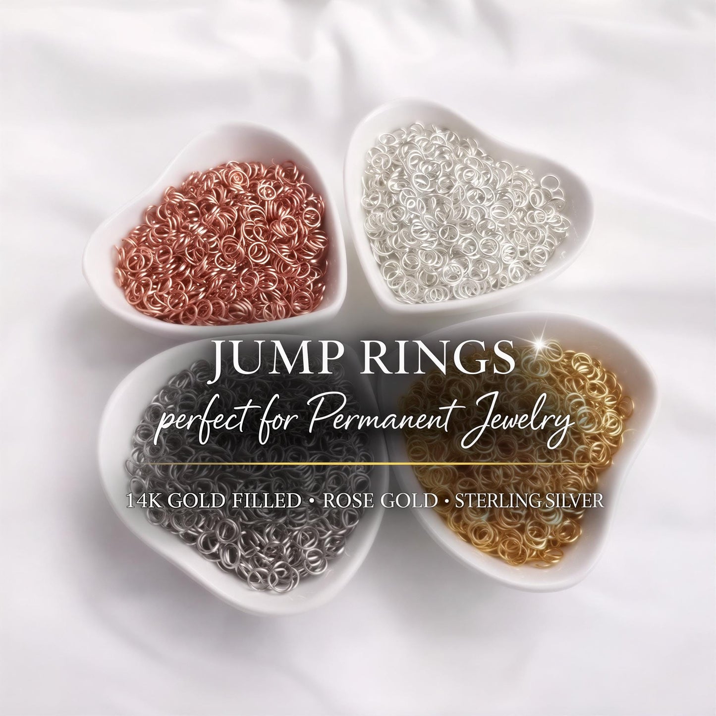 14K Gold Filled Jump Rings Rose Gold Sterling Silver Permanent Jewelry USA Bulk Packs