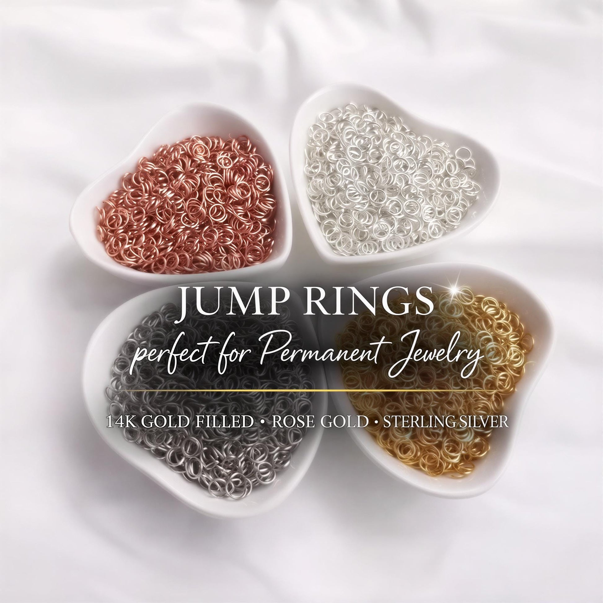14K Gold Filled Jump Rings Rose Gold Sterling Silver Permanent Jewelry USA Bulk Packs