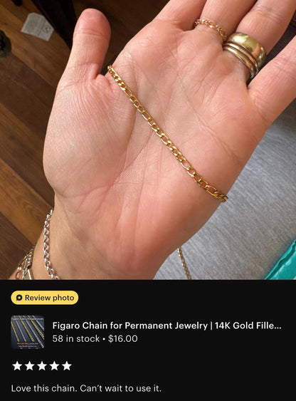 Figaro Link Chain 2mm-4mm-6mm 14K Gold Filled Sterling Silver Over Stainless Core Extra Durable