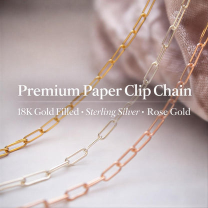 Paperclip Chain 2.5x5mm 4x11mm 18K Gold Filled Rose Gold Sterling Silver USA Made