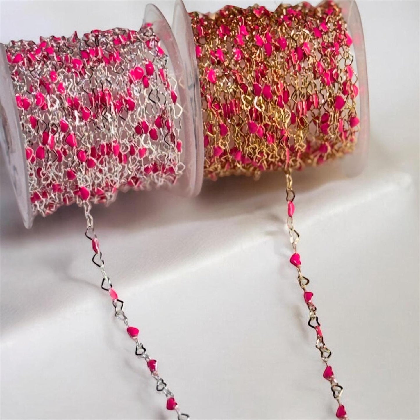Enamel Heart Chain for Permanent Jewelry | 3mm Gold Filled | Sterling Silver | Dainty Colorful