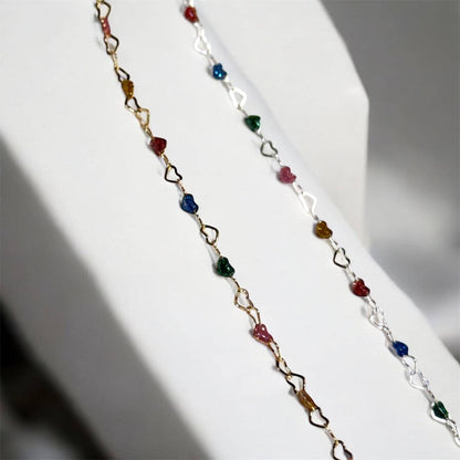 Enamel Heart Chain for Permanent Jewelry | 3mm Gold Filled | Sterling Silver | Dainty Colorful