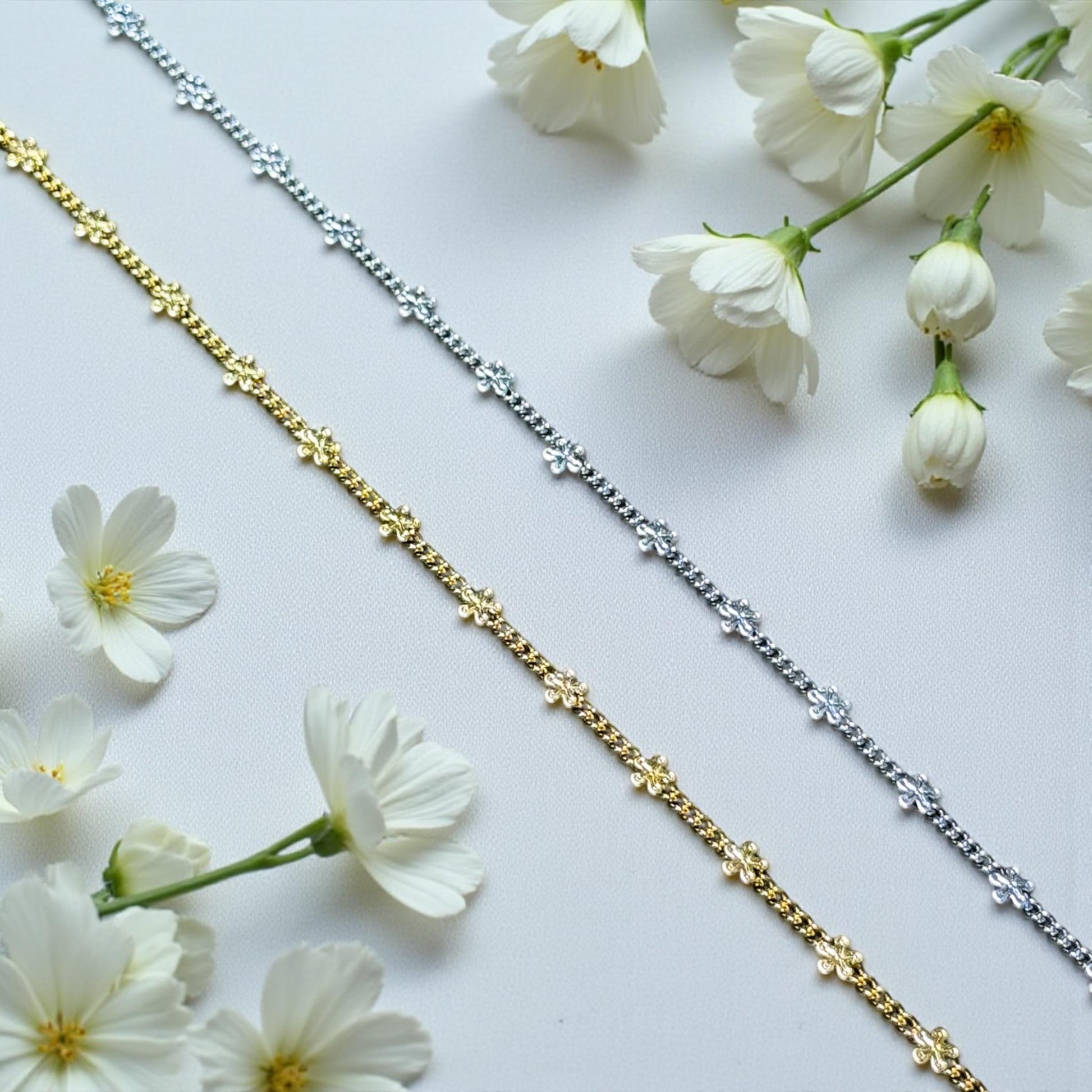 Star and Starflower Chain | 2mm | 14K Gold Filled | Sterling Silver | Over Stainless Core