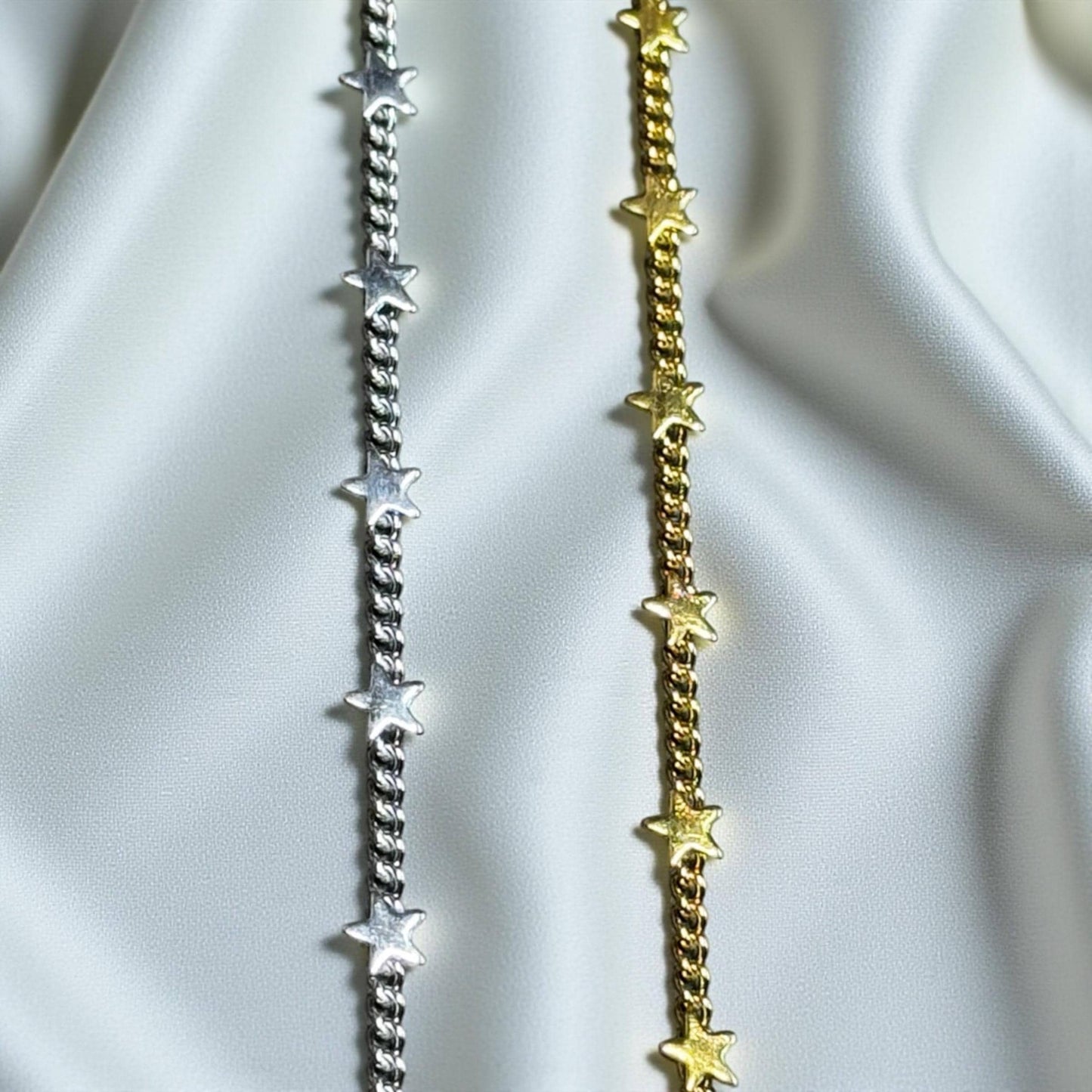 Star and Starflower Chain | 2mm | 14K Gold Filled | Sterling Silver | Over Stainless Core
