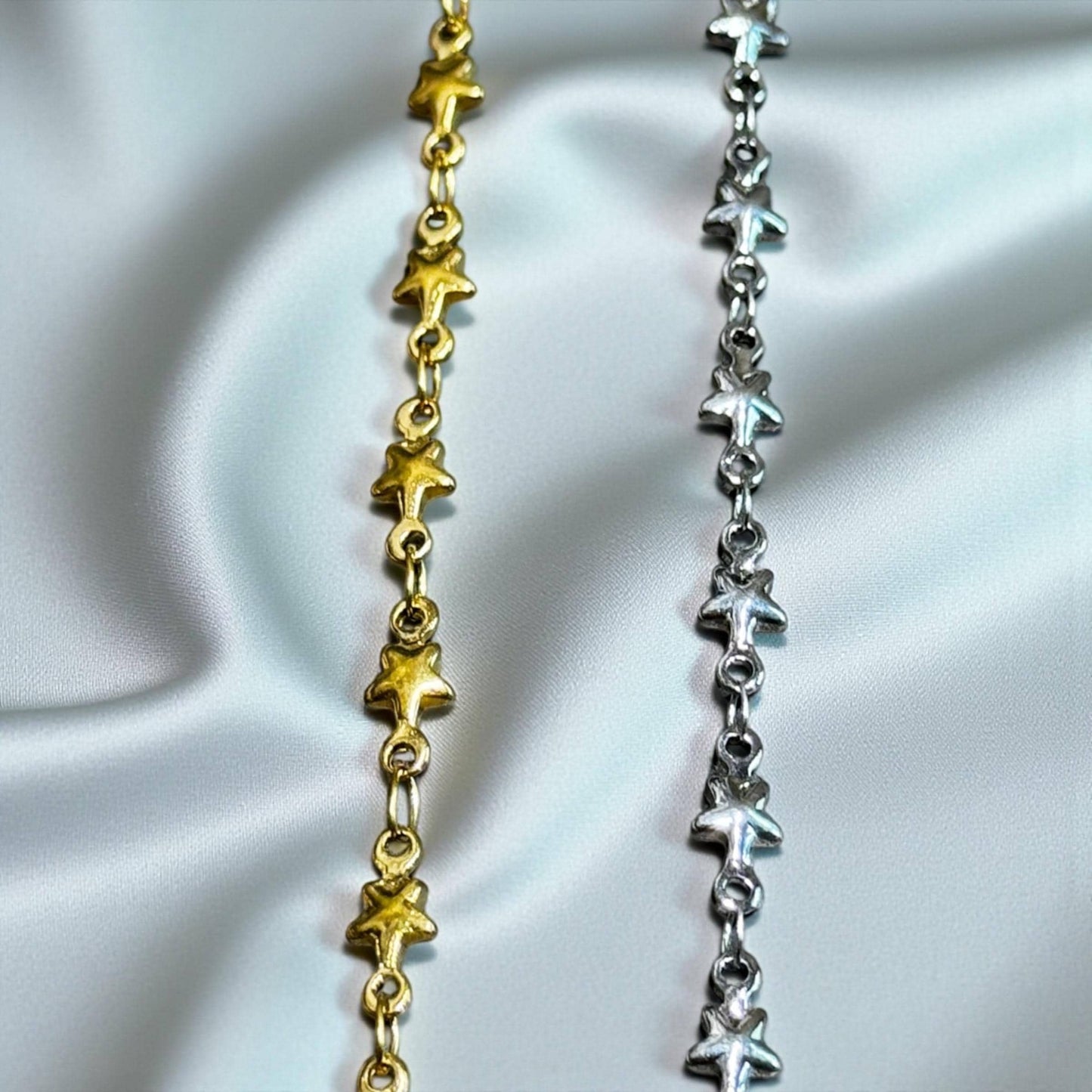 4mm Solid Star Chain | 14K Gold Filled | Sterling Silver | Over Stainless Core