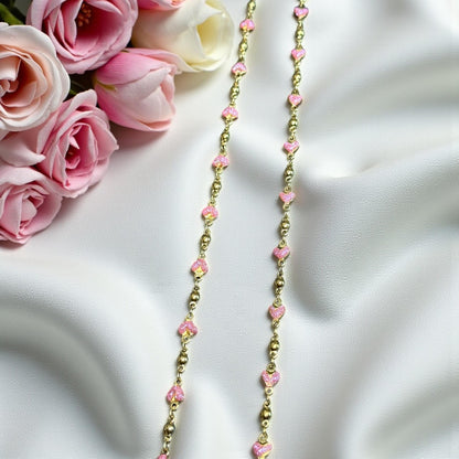 Enamel Solid Heart Chain | 4mm | 14K Gold Filled | Sterling Silver | Over Stainless Core