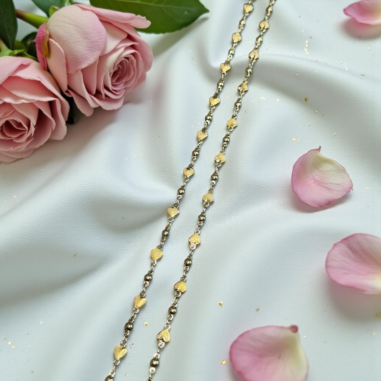 Enamel Solid Heart Chain | 4mm | 14K Gold Filled | Sterling Silver | Over Stainless Core
