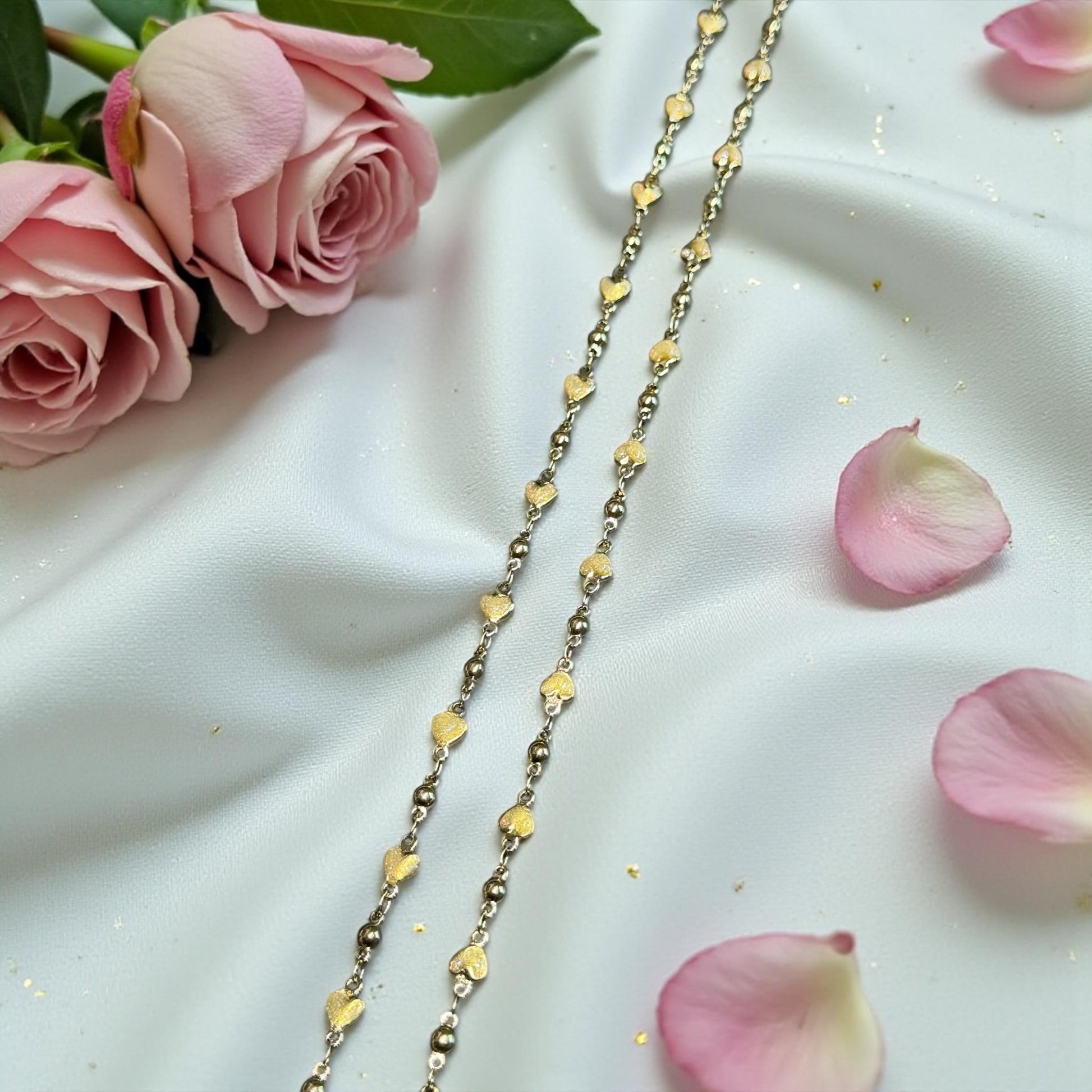 Enamel Solid Heart Chain | 4mm | 14K Gold Filled | Sterling Silver | Over Stainless Core