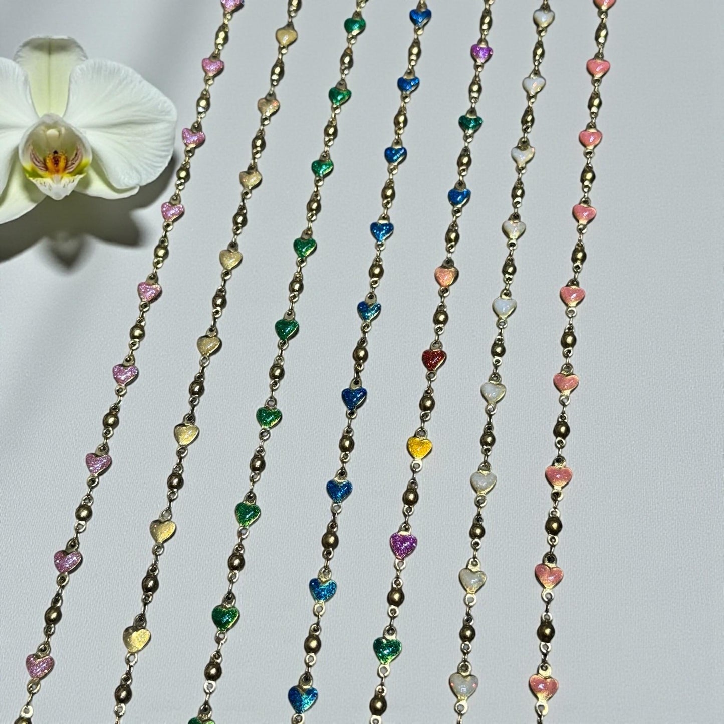 Enamel Solid Heart Chain | 4mm | 14K Gold Filled | Sterling Silver | Over Stainless Core