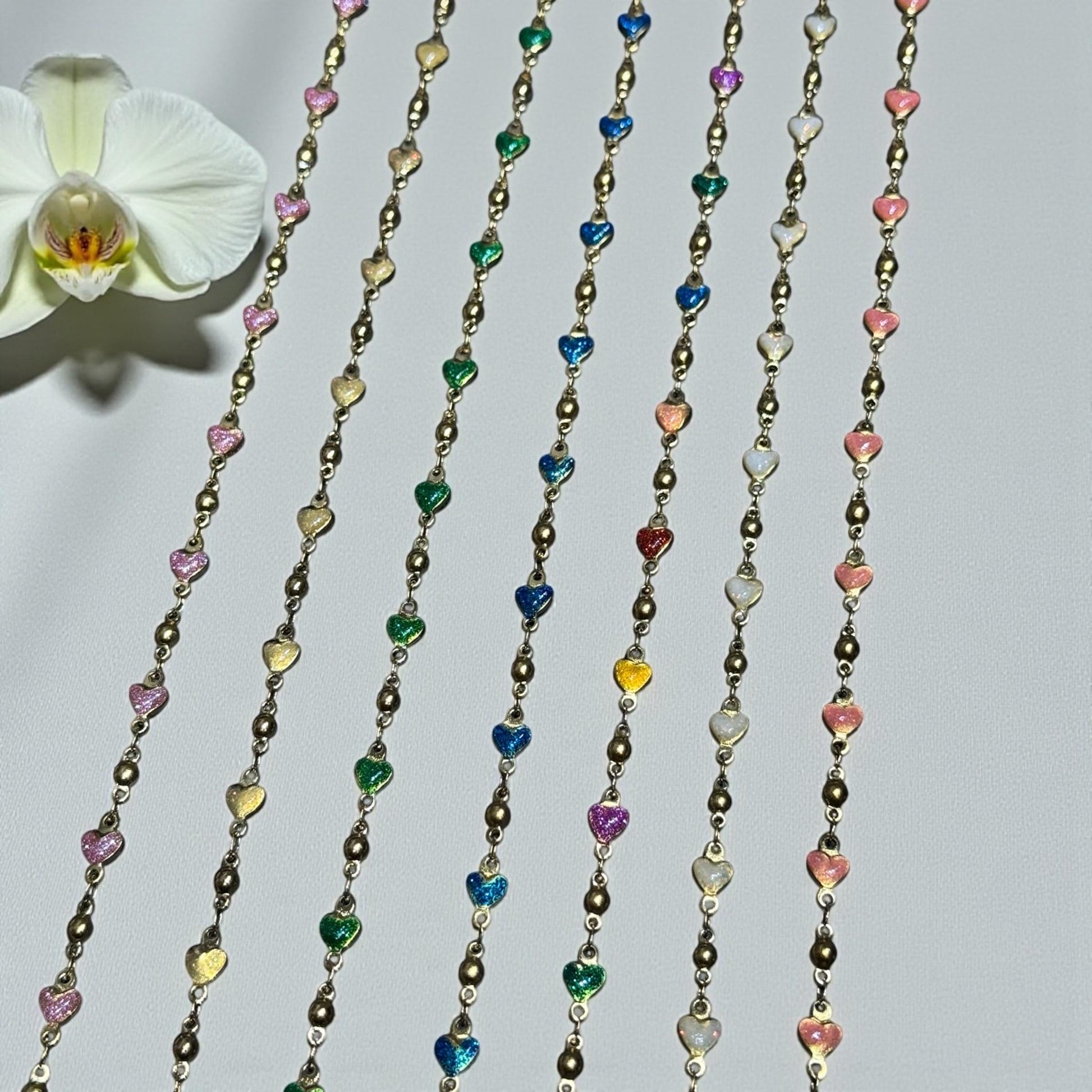 Enamel Solid Heart Chain | 4mm | 14K Gold Filled | Sterling Silver | Over Stainless Core