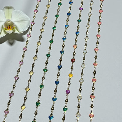 Enamel Solid Heart Chain | 4mm | 14K Gold Filled | Sterling Silver | Over Stainless Core