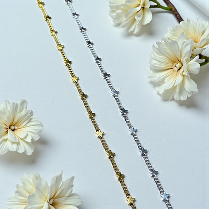 Star and Starflower Chain | 2mm | 14K Gold Filled | Sterling Silver | Over Stainless Core