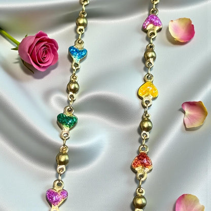 Enamel Solid Heart Chain | 4mm | 14K Gold Filled | Sterling Silver | Over Stainless Core