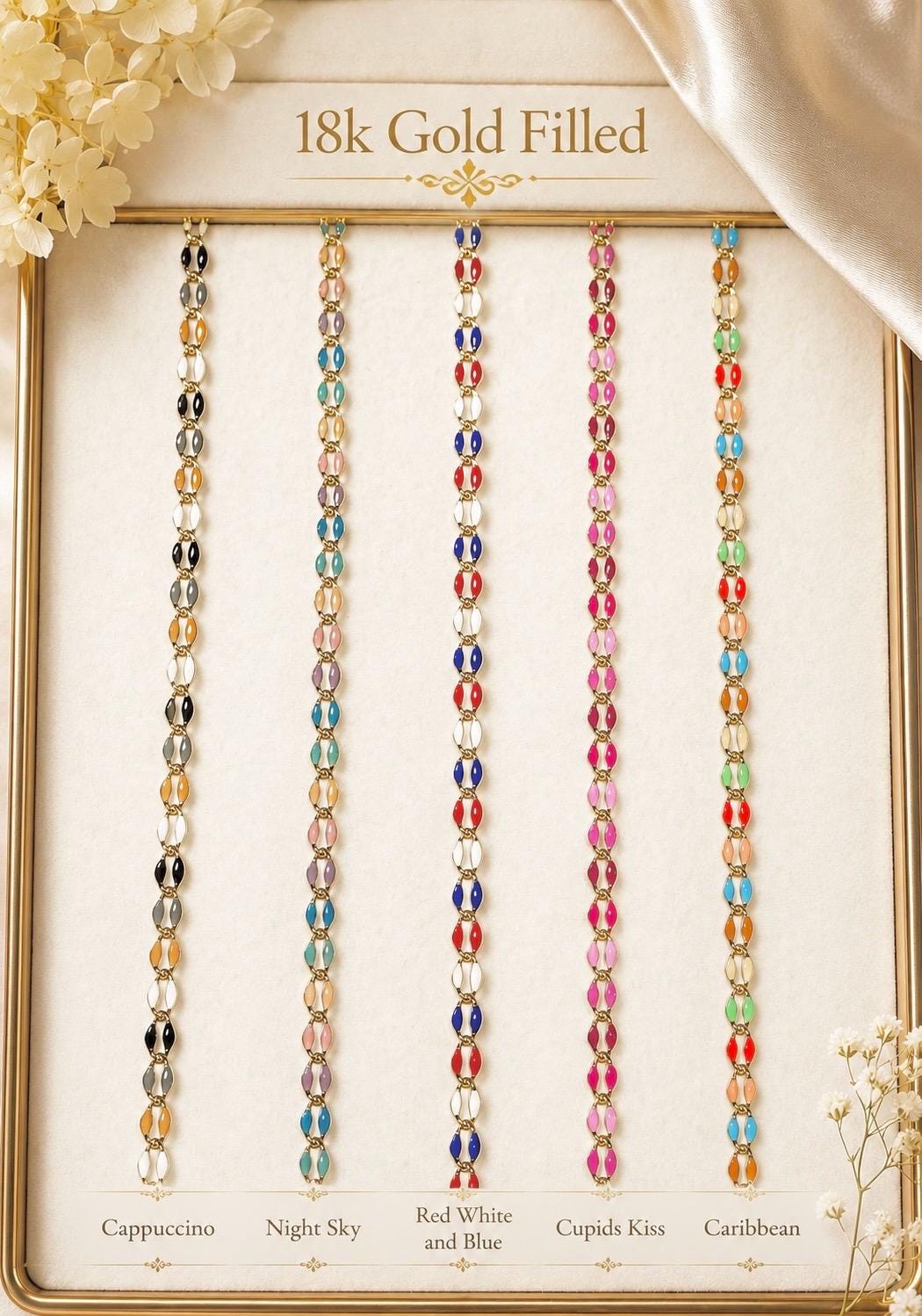 Enamel Permanent Jewelry Chain | 18K Gold Filled Colorful PJ Chain | Largest Color Selection