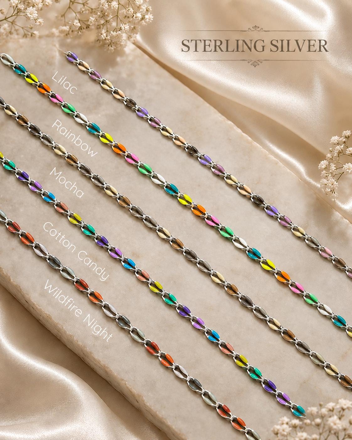 Enamel Permanent Jewelry Chain | 18K Gold Filled Colorful PJ Chain | Largest Color Selection