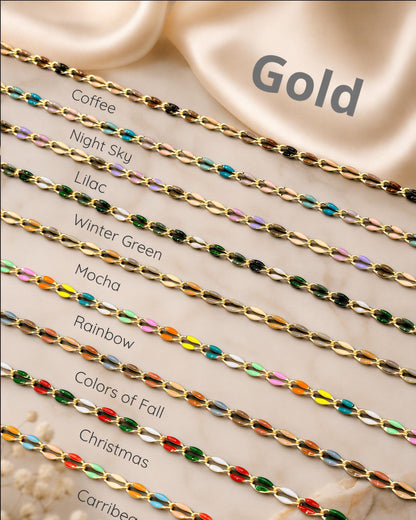 Enamel Permanent Jewelry Chain | 18K Gold Filled Colorful PJ Chain | Largest Color Selection