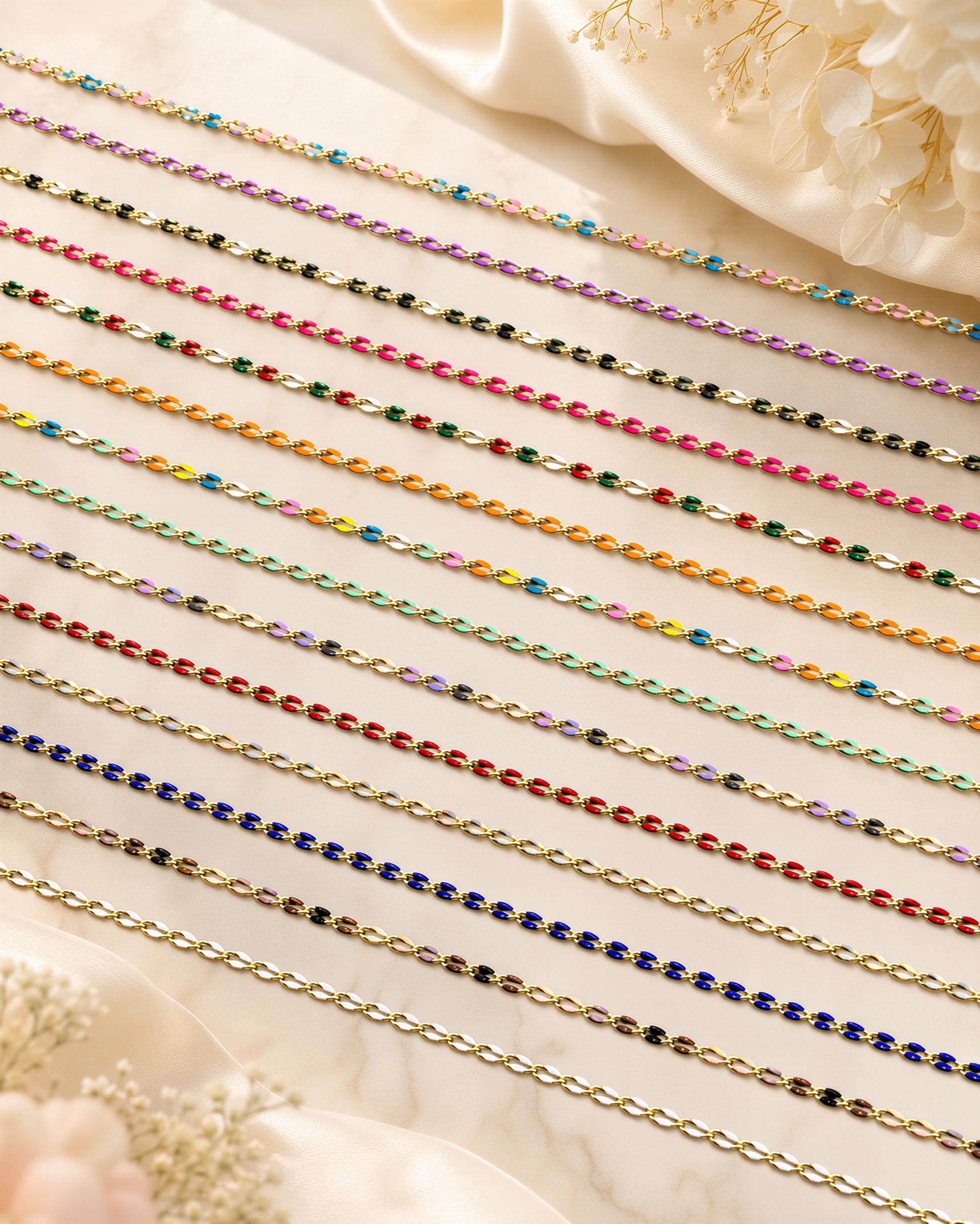 Enamel Permanent Jewelry Chain | 18K Gold Filled Colorful PJ Chain | Largest Color Selection