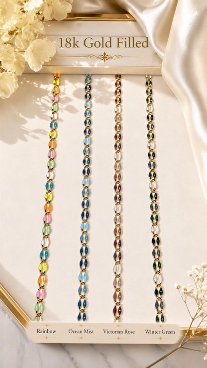 Enamel Permanent Jewelry Chain | 18K Gold Filled Colorful PJ Chain | Largest Color Selection