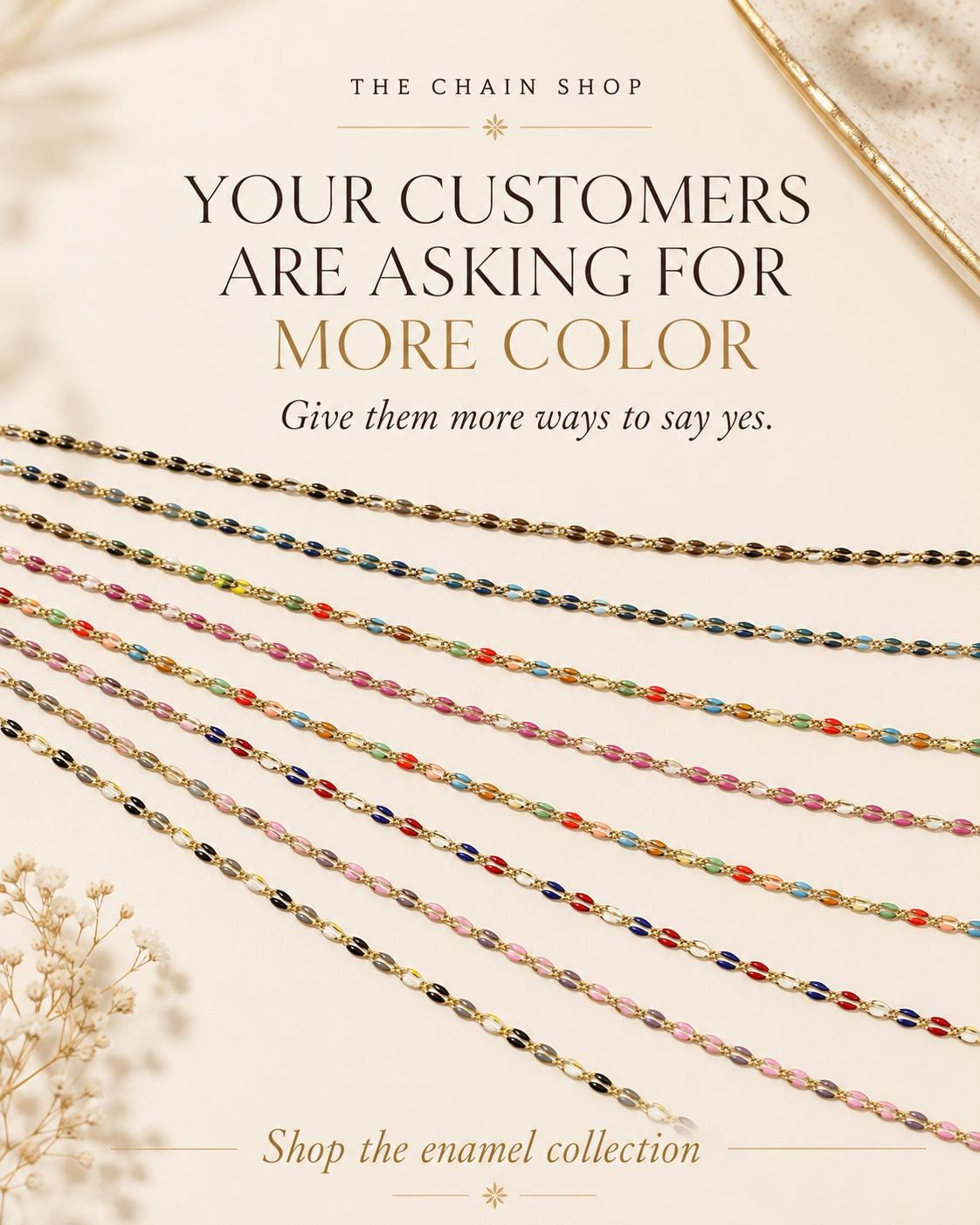 Enamel Permanent Jewelry Chain | 18K Gold Filled Colorful PJ Chain | Largest Color Selection