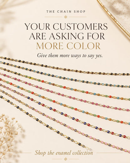 Enamel Permanent Jewelry Chain | 18K Gold Filled Colorful PJ Chain | Largest Color Selection