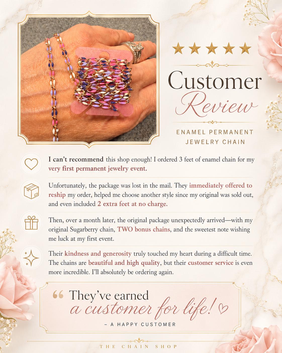 Enamel Permanent Jewelry Chain | 18K Gold Filled Colorful PJ Chain | Largest Color Selection