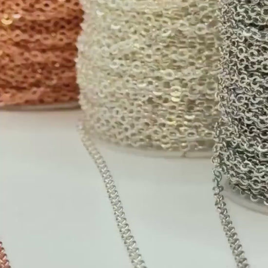 18K Gold Filled 2mm O Chain Gold Rose-Gold Silver USA Made Permanent Jewelry Supply