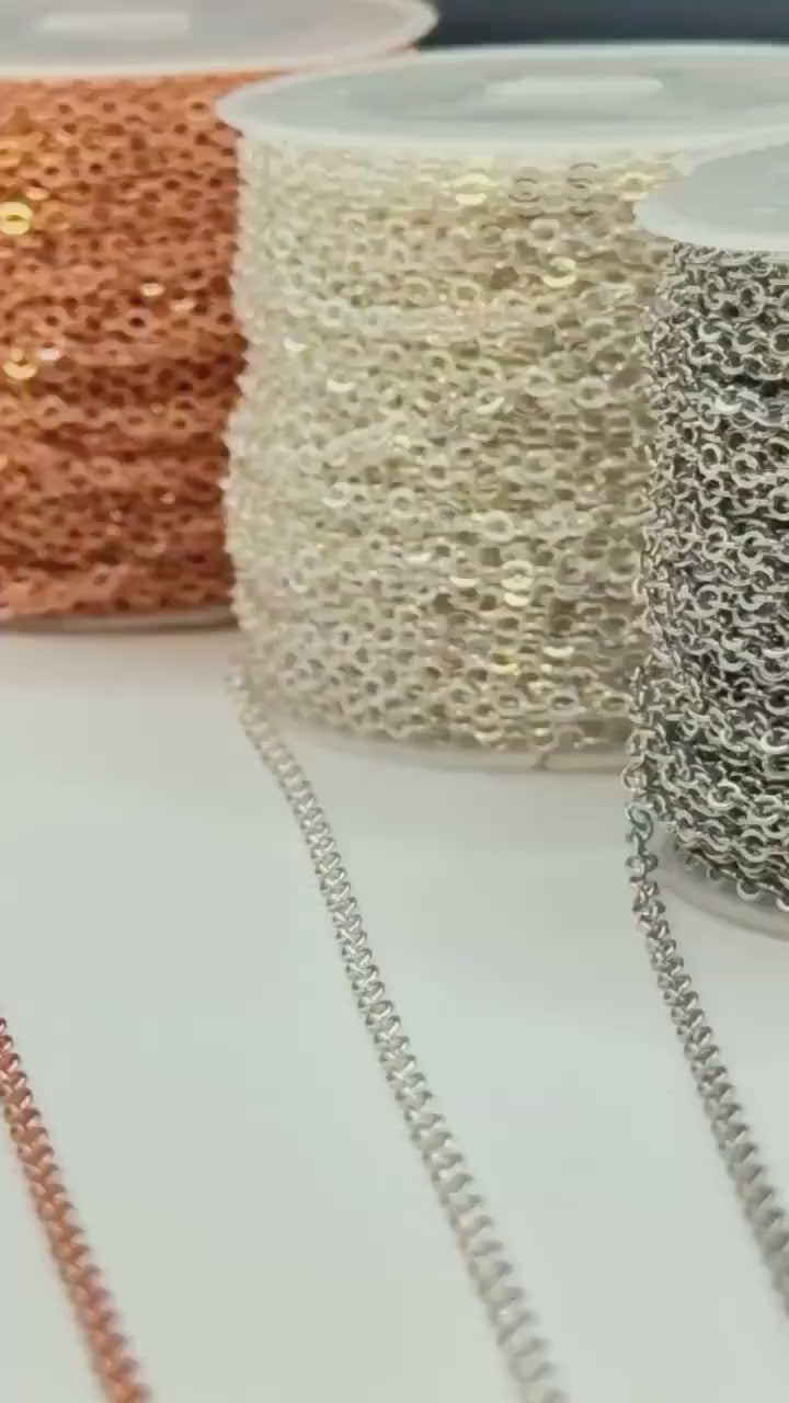 18K Gold Filled 2mm O Chain Gold Rose-Gold Silver USA Made Permanent Jewelry Supply