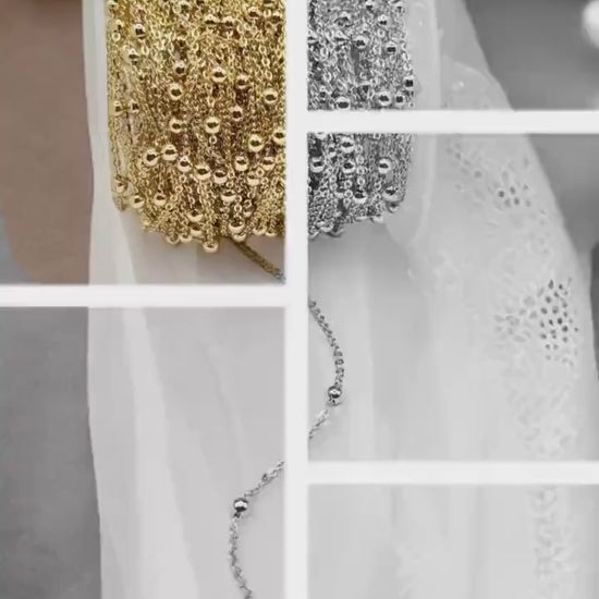 14K Gold - Rose Gold & Silver Bead Chain – 2mm Round Link | Bulk Chain | Highest Quality | Permanent Jewelry Supply | USA Made