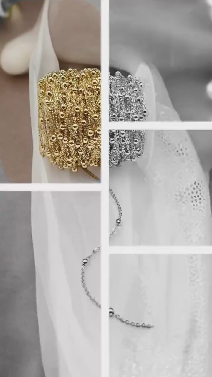 14K Gold - Rose Gold & Silver Bead Chain – 2mm Round Link | Bulk Chain | Highest Quality | Permanent Jewelry Supply | USA Made