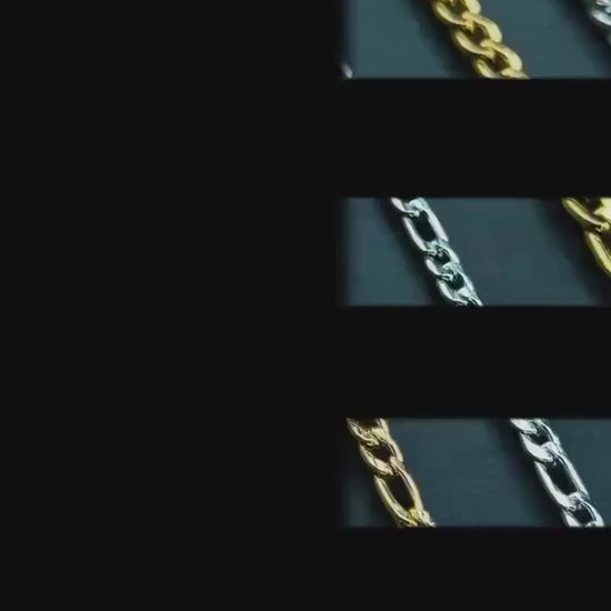 Figaro Link Chain 2mm-4mm-6mm 14K Gold Filled Sterling Silver Over Stainless Core Extra Durable